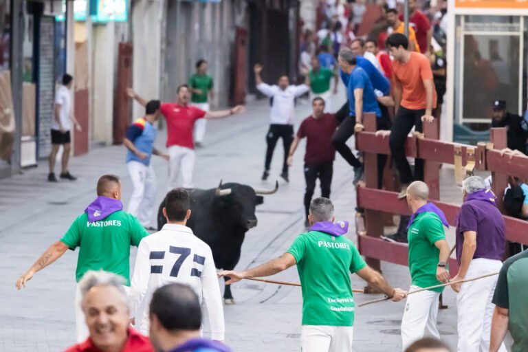 Histórico e interminable segundo encierro de Guadalajara 2025: 45 minutos con tres toros de José Vázquez detenidos en la calle
