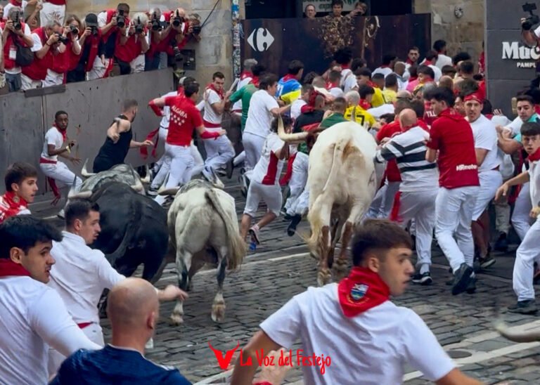 Segundo Encierro de San Fermín 2026: Más gente que en la guerra ante unos Cebada Gago rápidos y tapados que dejan un corneado