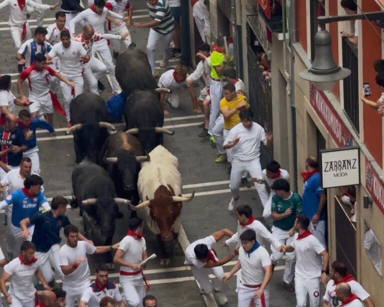 Séptimo encierro de San Fermín 2026: Miura deja un espectacular encierro volando por las calles de Pamplona
