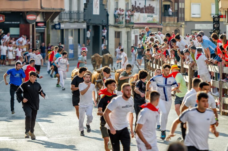 Crónica y Fotos | Los novillos colorados y salineros de Don Eulogio Mateo protagonizan un rápido tercer encierro de Lodosa 2026 con buenas carreras